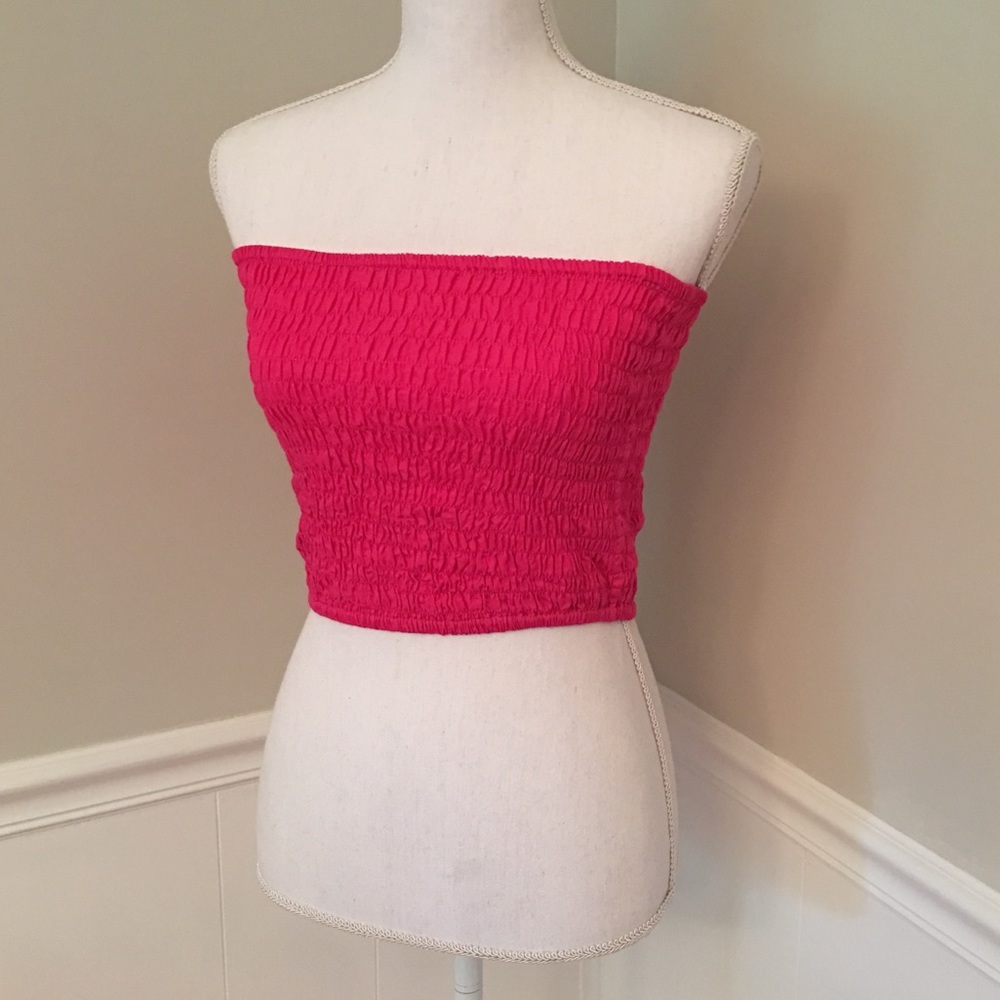 NWT bandeau top Hot pink gathered elastic sz L/XL